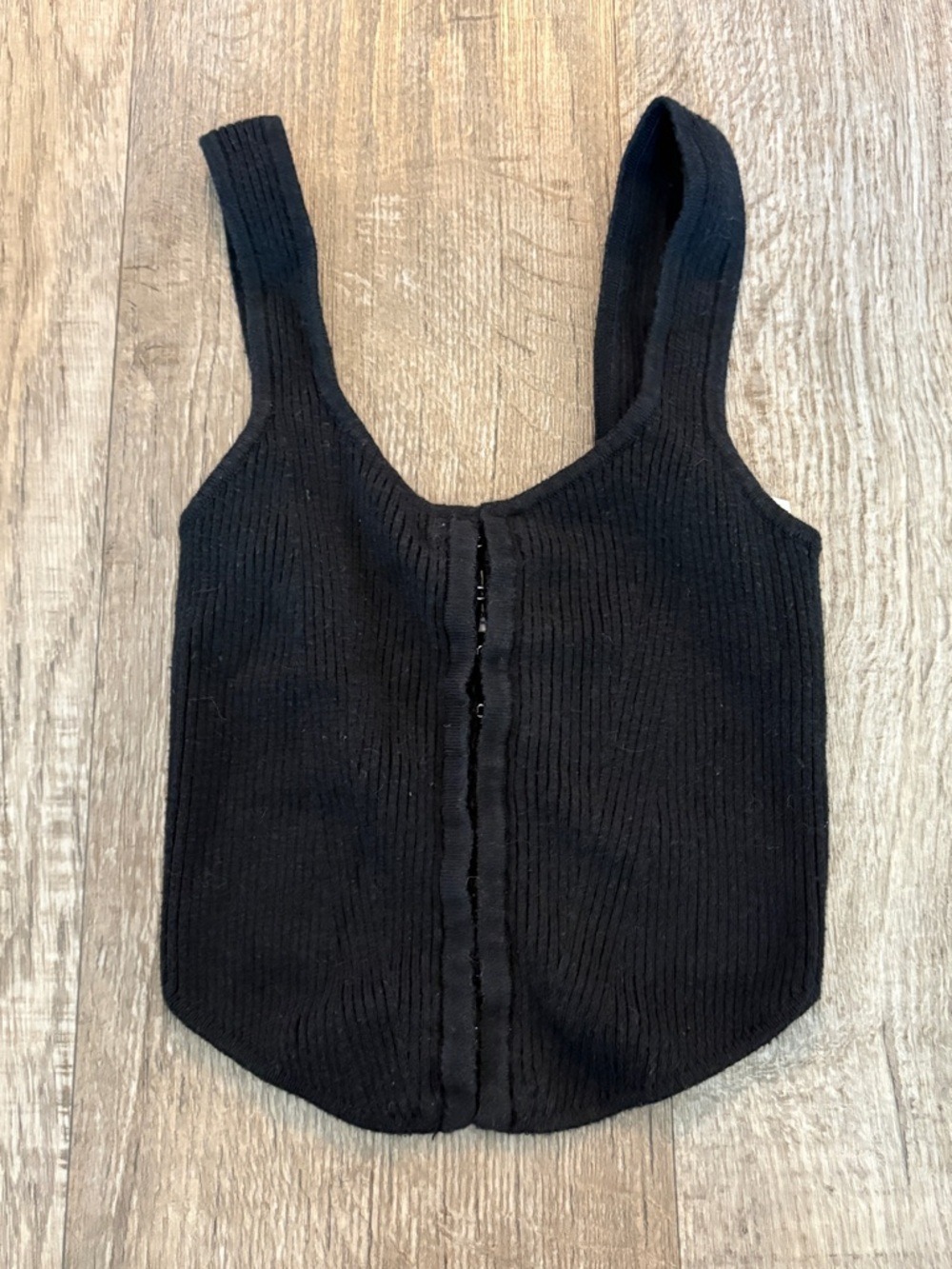Abercrombie & Fitch Rib Fabric Hook-and-Eye Tank XXS Black